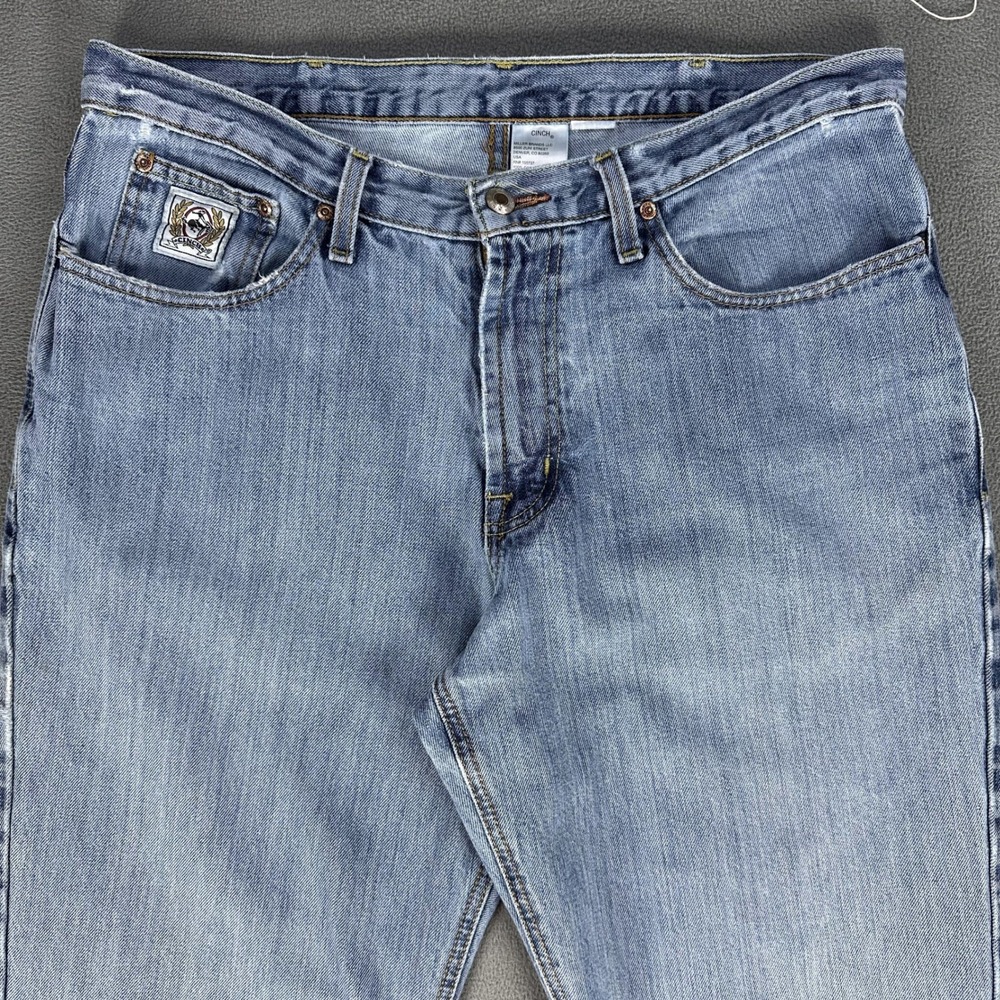 Cinch Jeans 35x36 Blue Distressed Relaxed Straight White Label Western Workwear